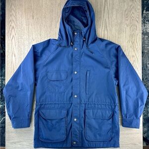Eddie Bauer Vintage Rain Jacket Mens L Blue Hooded Utility 90s Gorpcore